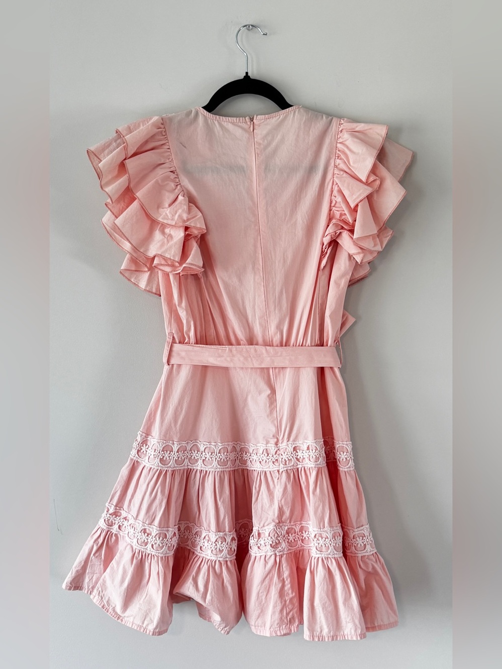 Pink Lace Detail Mini Dress Flutter Sleeve Cottagecore Barbiecore Size Small - Picture 4 of 6